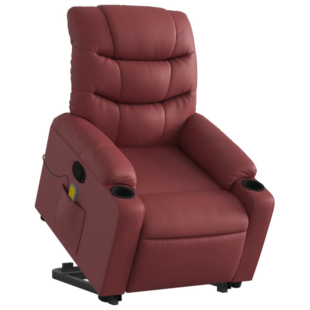 Fauteuil inclinable de massage Rouge bordeaux Similicuir - XIOS