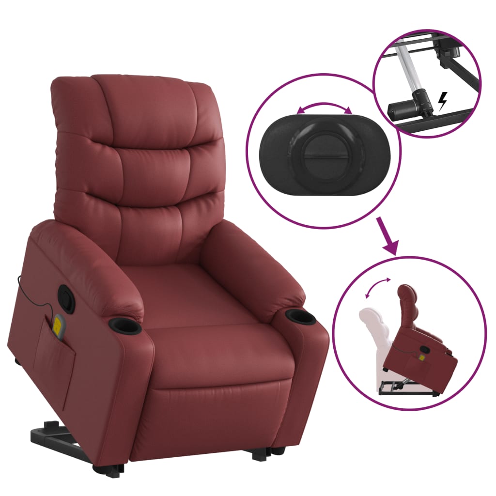 Fauteuil inclinable de massage Rouge bordeaux Similicuir - XIOS