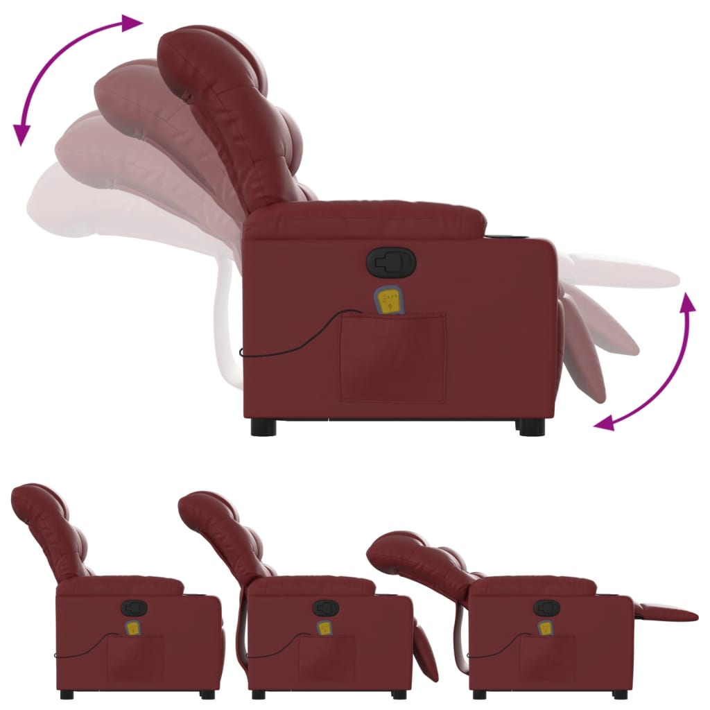 Fauteuil inclinable de massage Rouge bordeaux Similicuir - XIOS