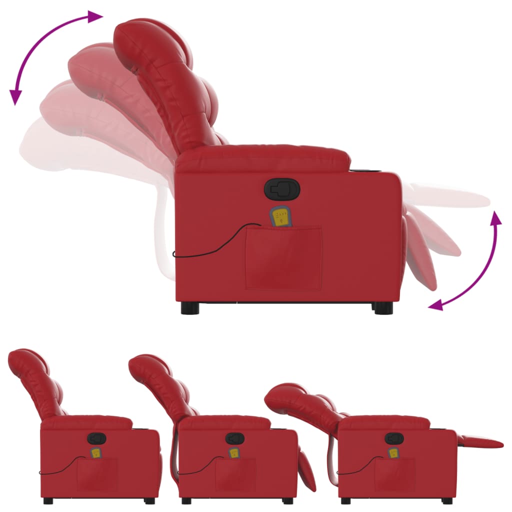 Fauteuil inclinable de massage Rouge Similicuir - XIOS