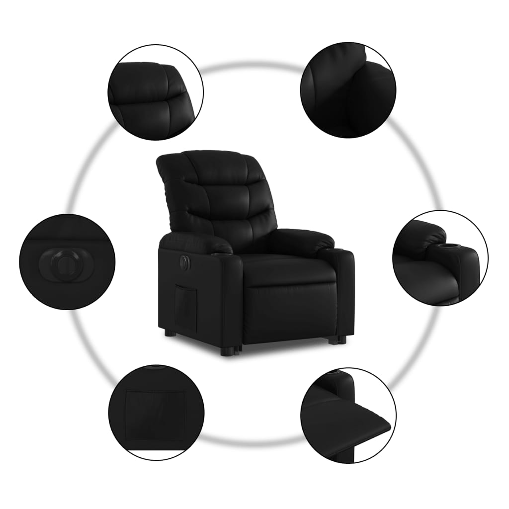 Fauteuil inclinable électrique noir similicuir - XIOS