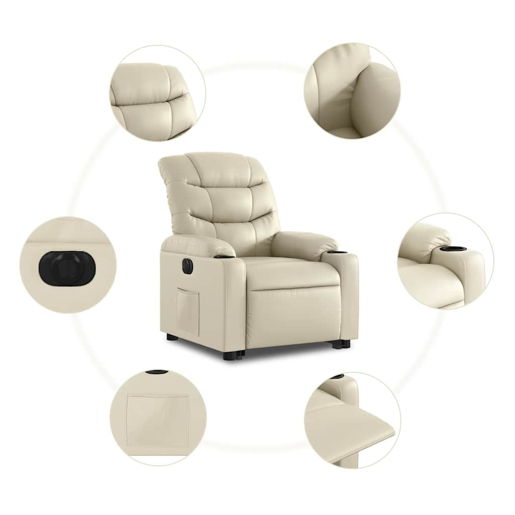 Fauteuil inclinable électrique crème similicuir - XIOS