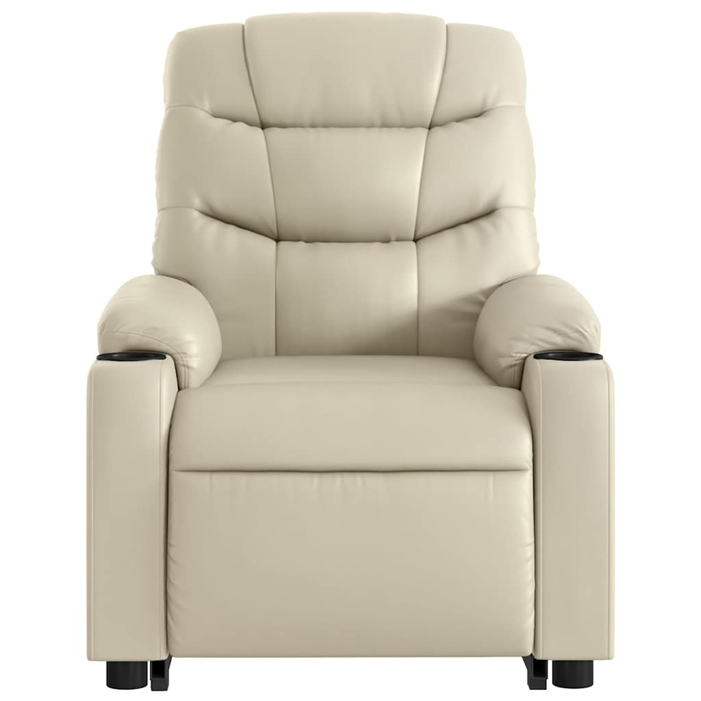 Fauteuil inclinable électrique crème similicuir