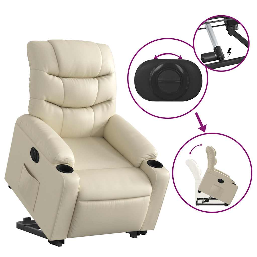 Fauteuil inclinable électrique crème similicuir - XIOS