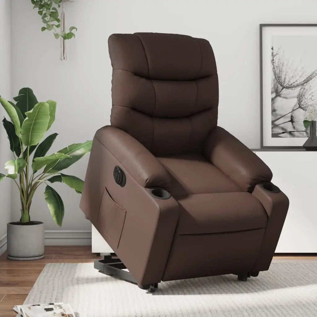Fauteuil inclinable électrique marron similicuir - XIOS
