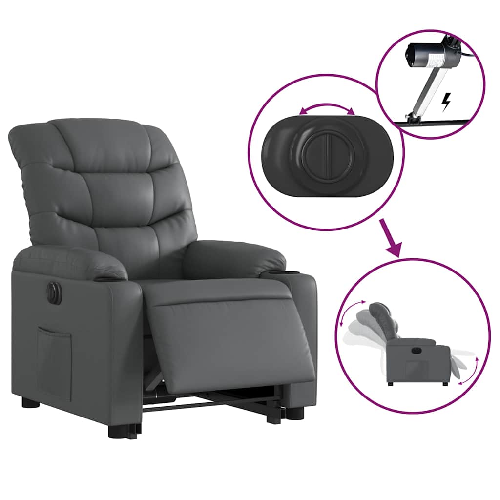 Fauteuil inclinable électrique gris similicuir - XIOS