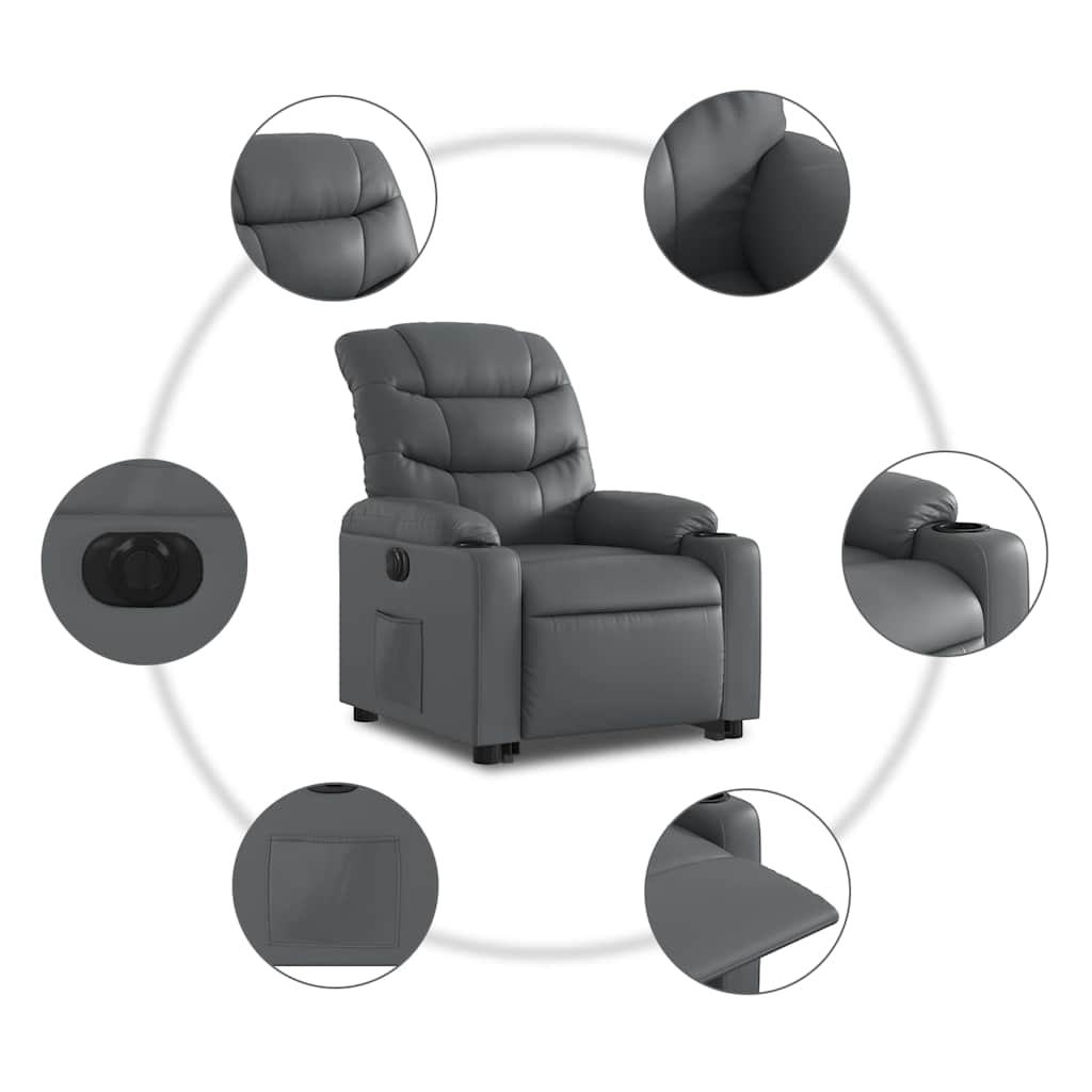Fauteuil inclinable électrique gris similicuir - XIOS