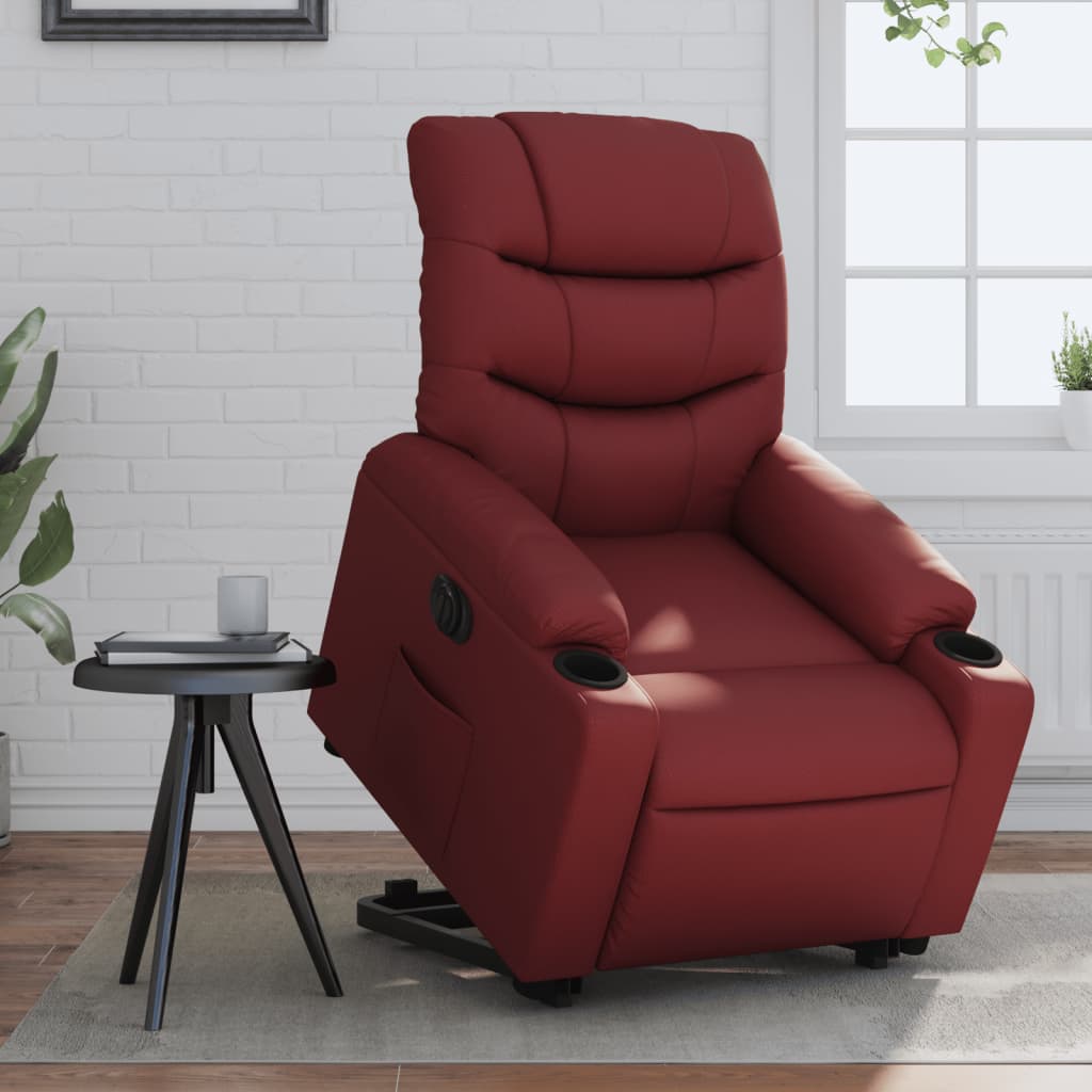 Fauteuil inclinable électrique rouge bordeaux similicuir - XIOS