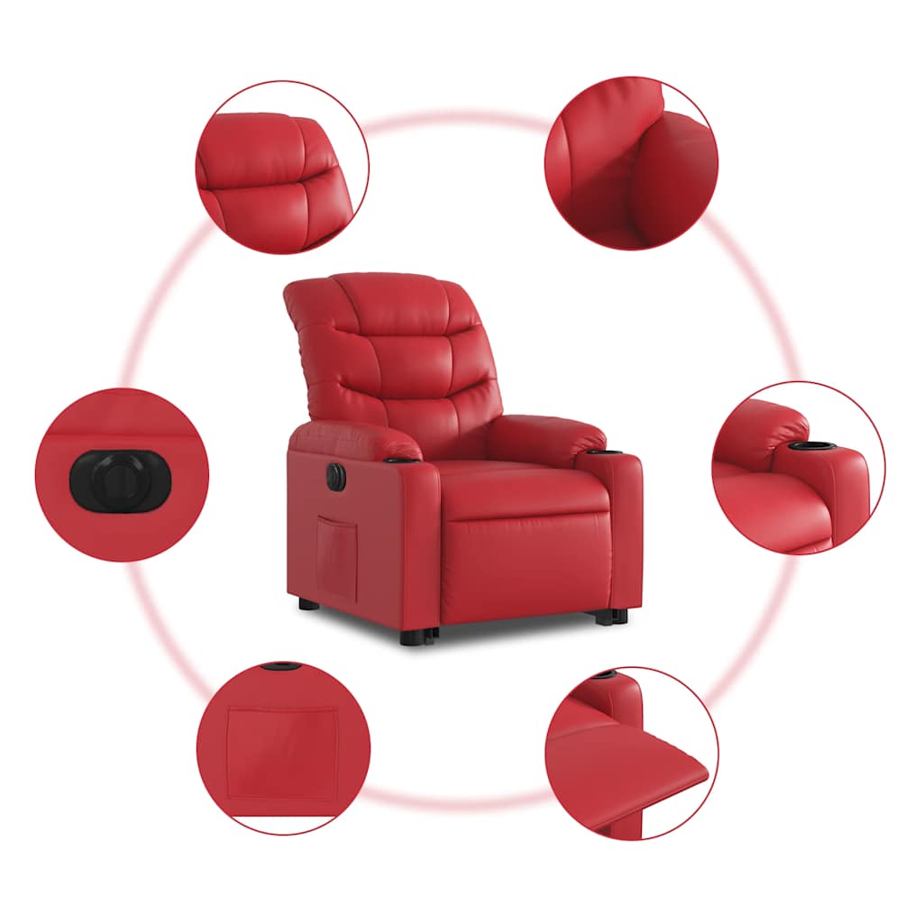 Fauteuil inclinable électrique rouge similicuir - XIOS