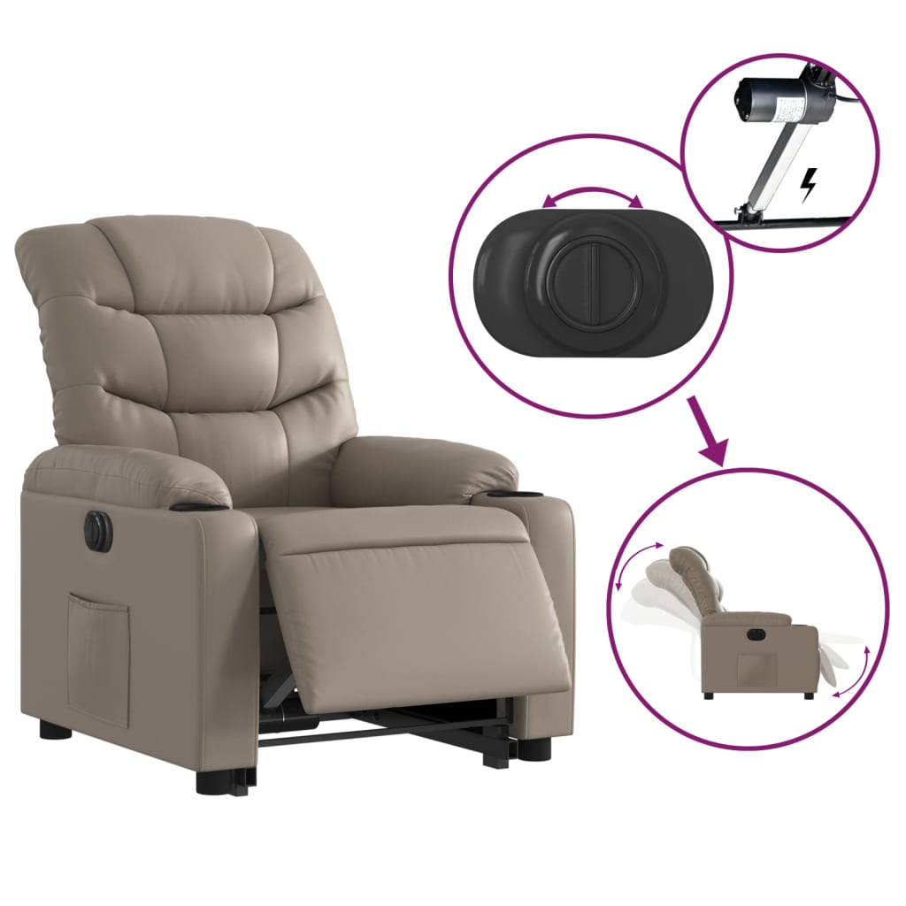Fauteuil inclinable électrique cappuccino similicuir - XIOS