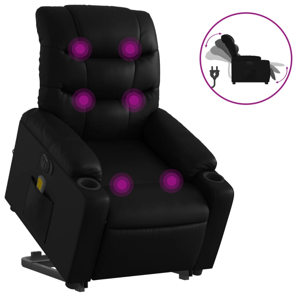 Fauteuil inclinable de massage électrique noir similicuir - XIOS