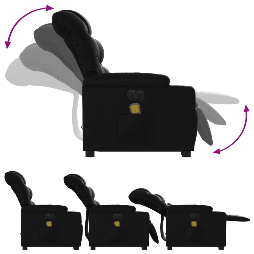 Fauteuil inclinable de massage électrique noir similicuir - XIOS