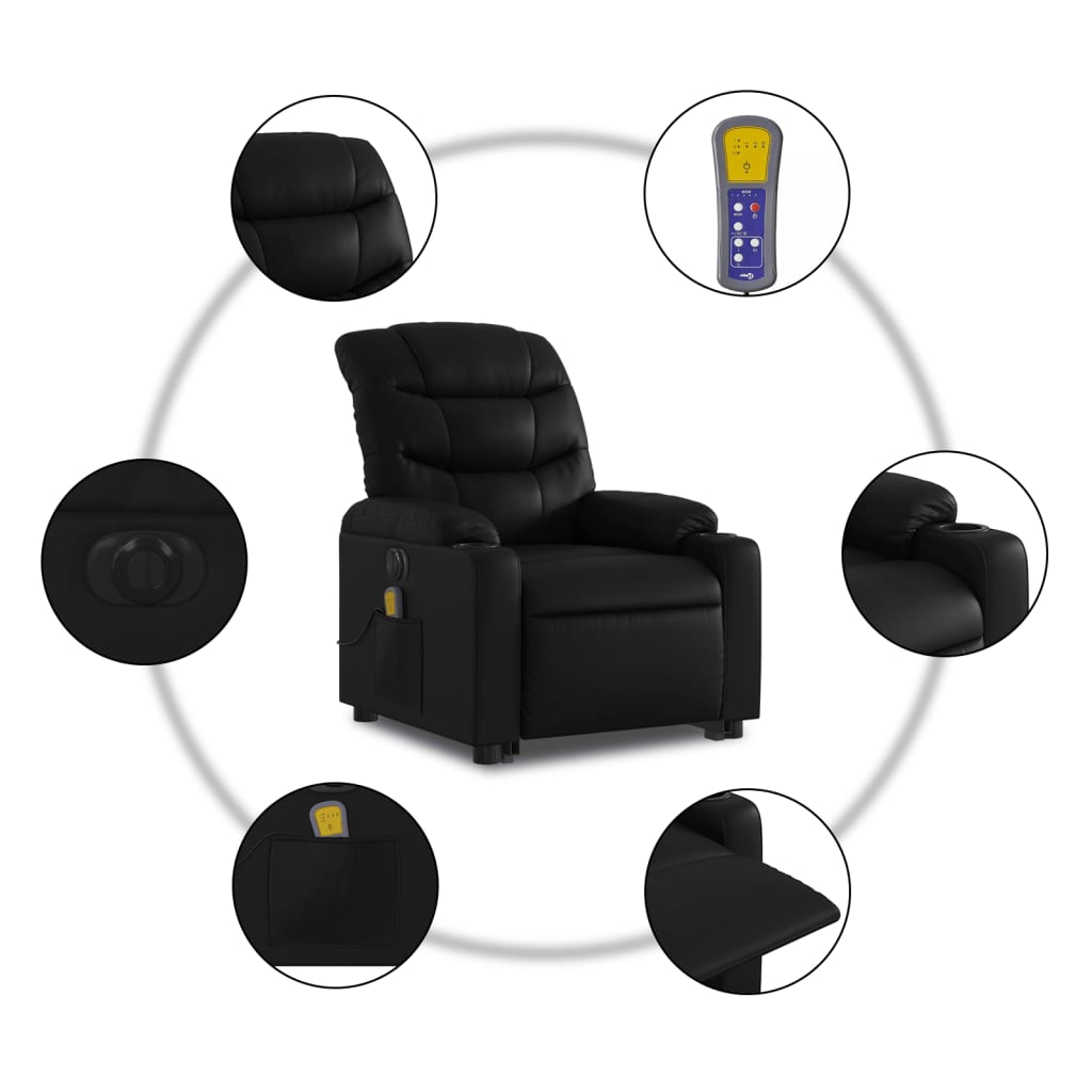 Fauteuil inclinable de massage électrique noir similicuir - XIOS