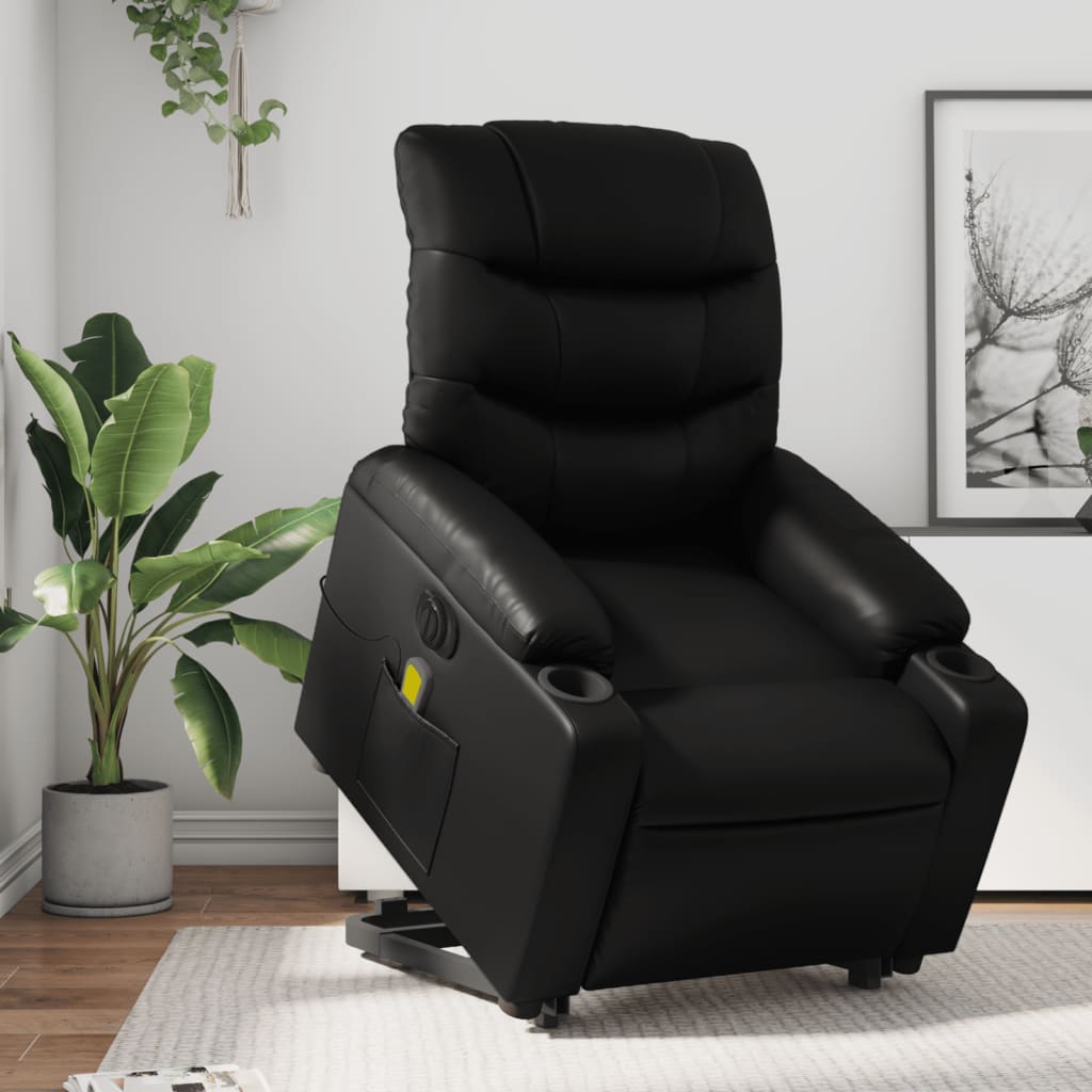 Fauteuil inclinable de massage électrique noir similicuir - XIOS