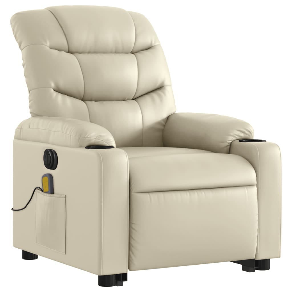 Fauteuil inclinable de massage électrique crème similicuir - XIOS