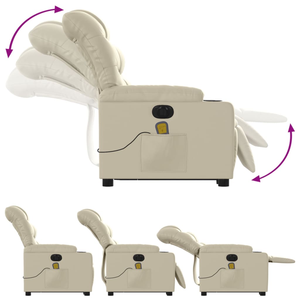 Fauteuil inclinable de massage électrique crème similicuir - XIOS