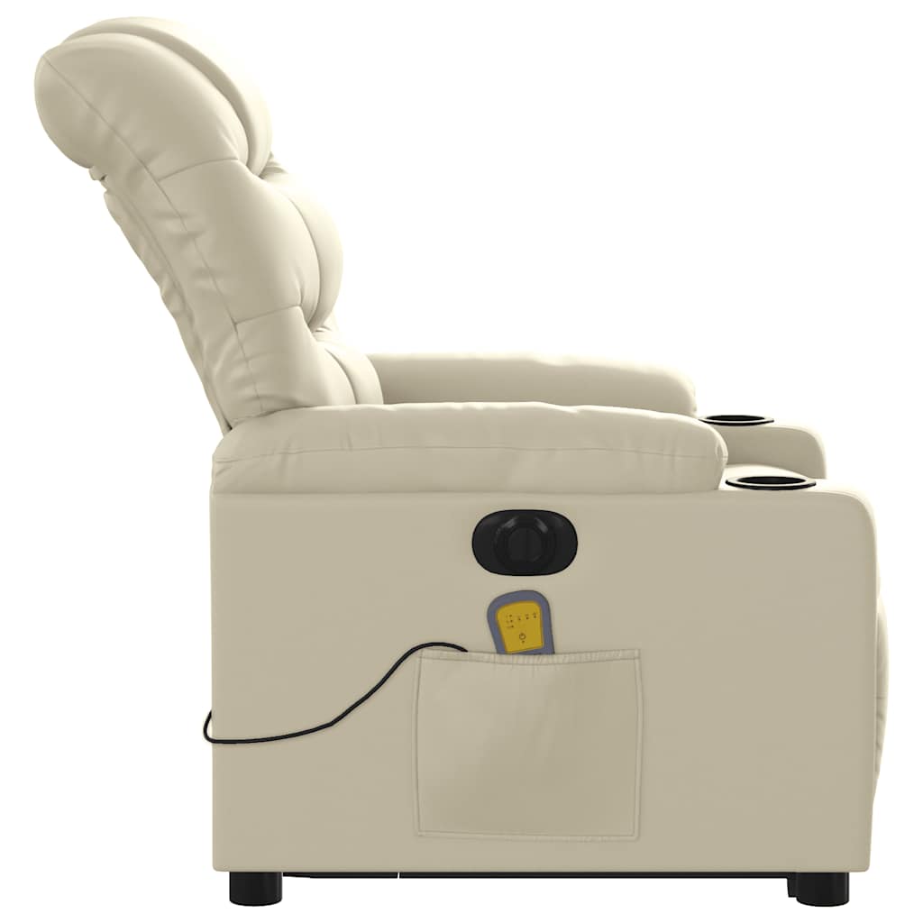 Fauteuil inclinable de massage électrique crème similicuir - XIOS