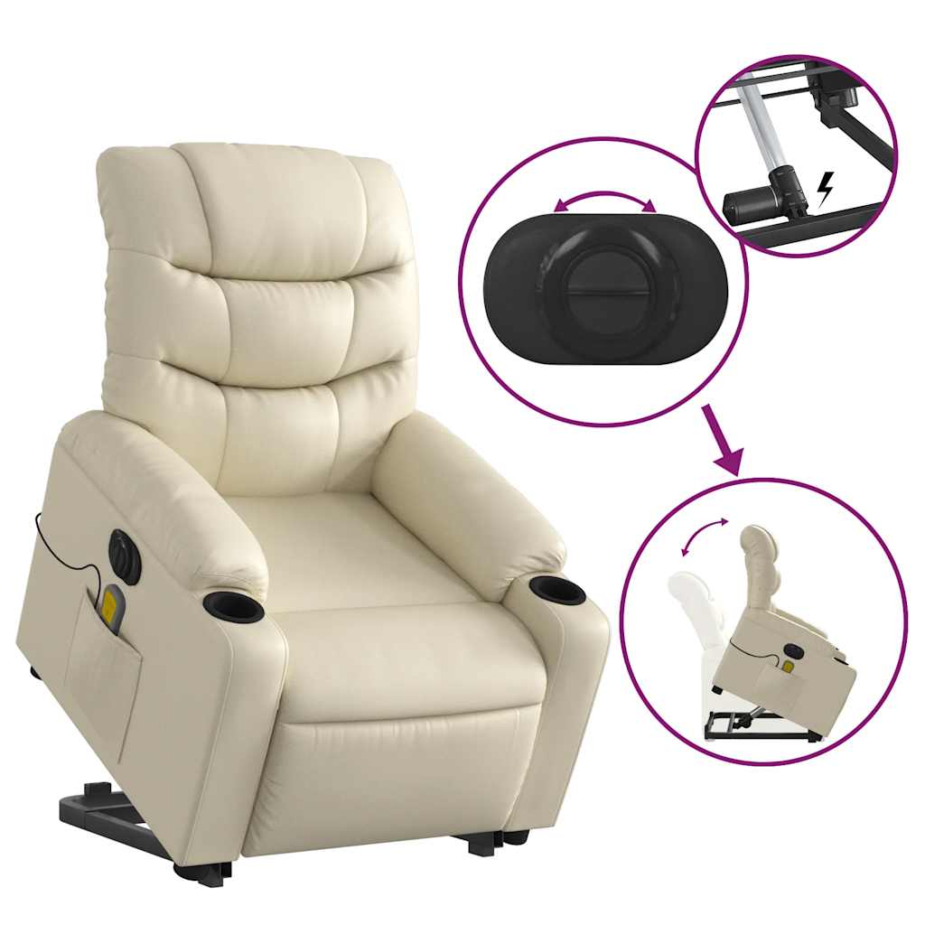 Fauteuil inclinable de massage électrique crème similicuir - XIOS