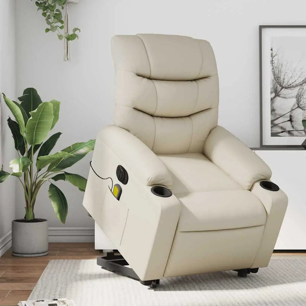 Fauteuil inclinable de massage électrique crème similicuir - XIOS