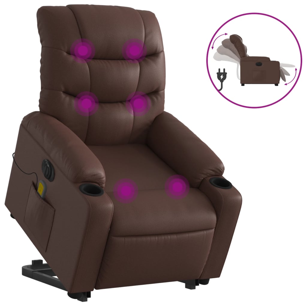 Fauteuil inclinable de massage électrique marron similicuir - XIOS