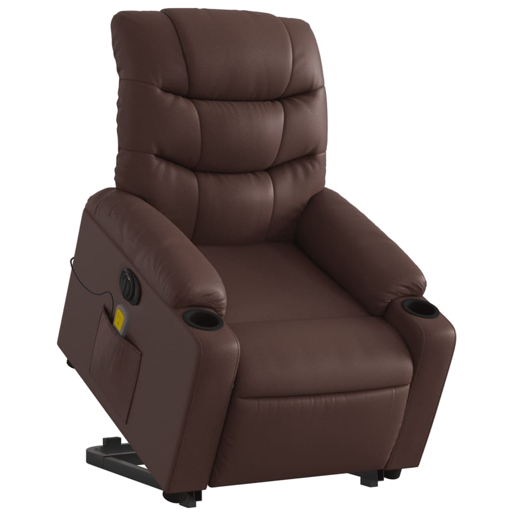 Fauteuil inclinable de massage électrique marron similicuir - XIOS