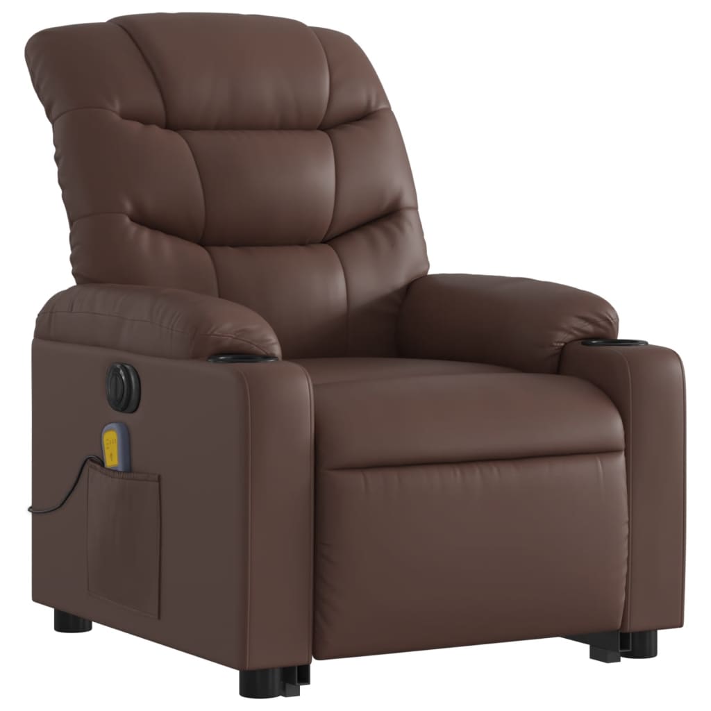 Fauteuil inclinable de massage électrique marron similicuir - XIOS