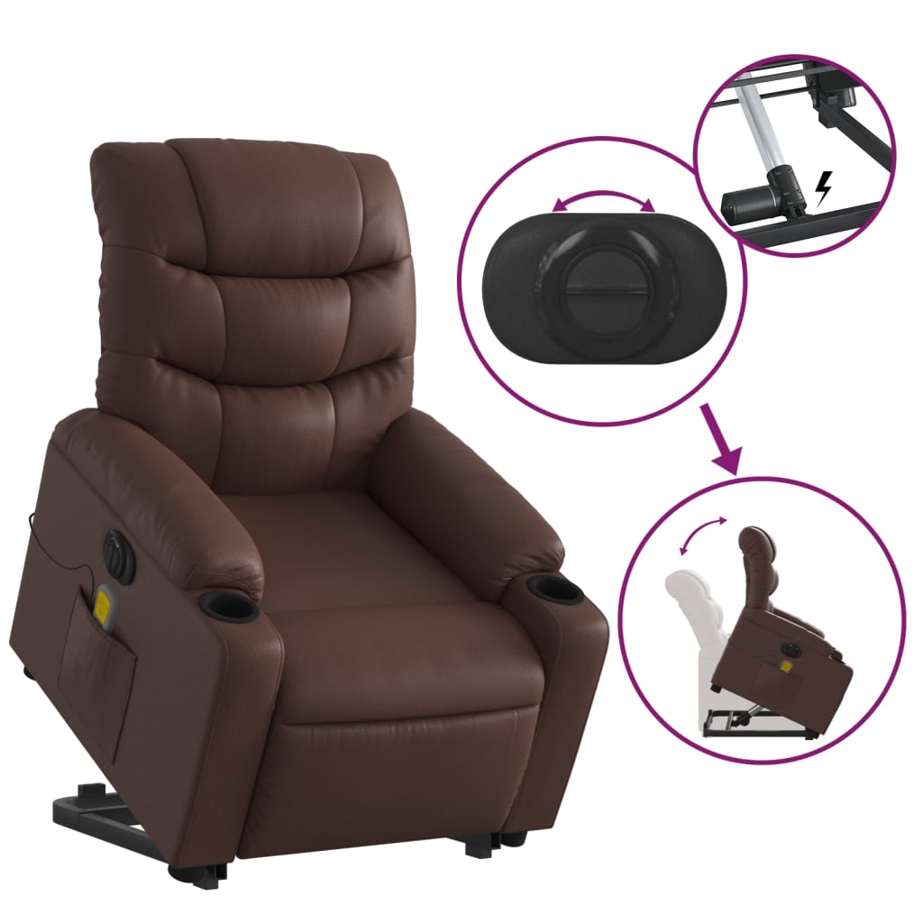 Fauteuil inclinable de massage électrique marron similicuir - XIOS