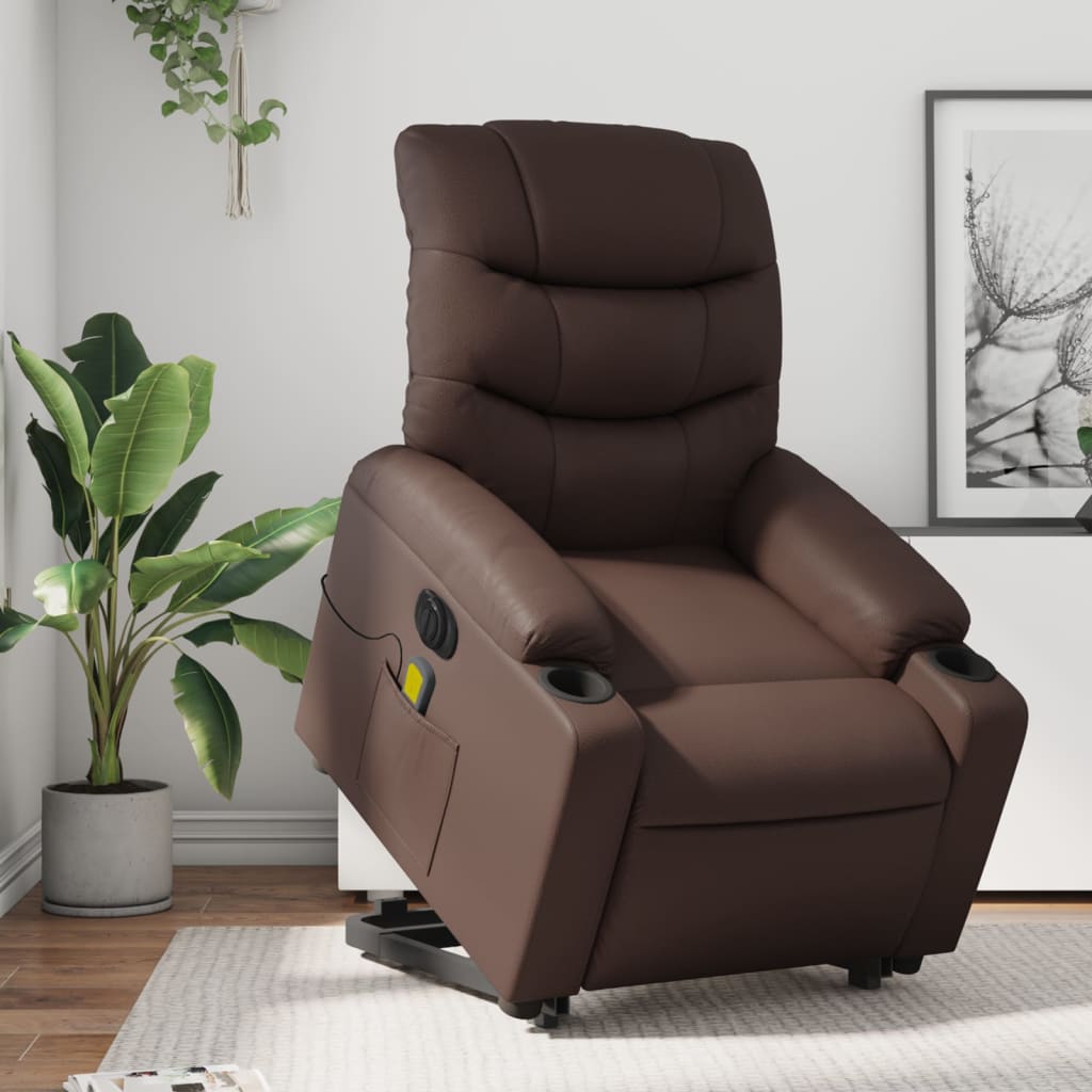 Fauteuil inclinable de massage électrique marron similicuir - XIOS