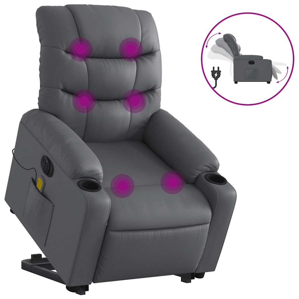 Fauteuil inclinable de massage électrique gris similicuir - XIOS