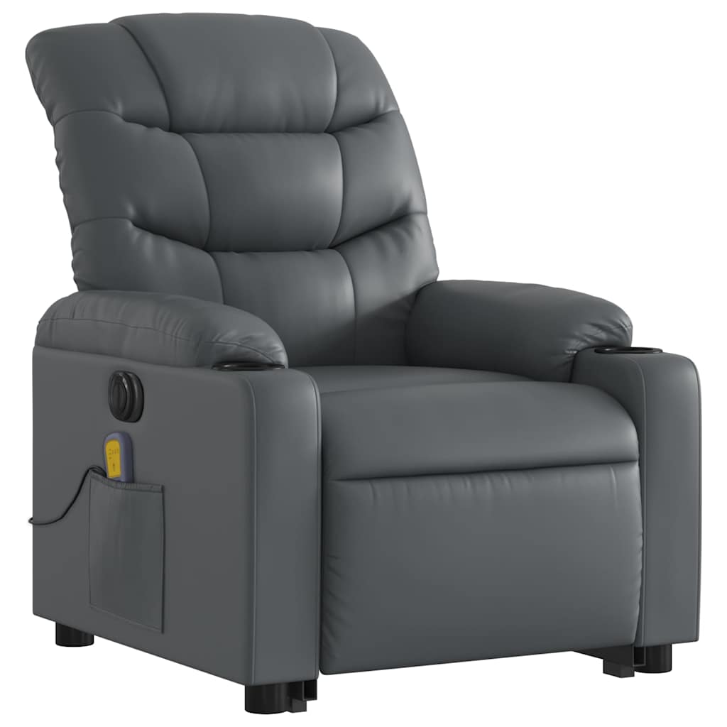 Fauteuil inclinable de massage électrique gris similicuir - XIOS