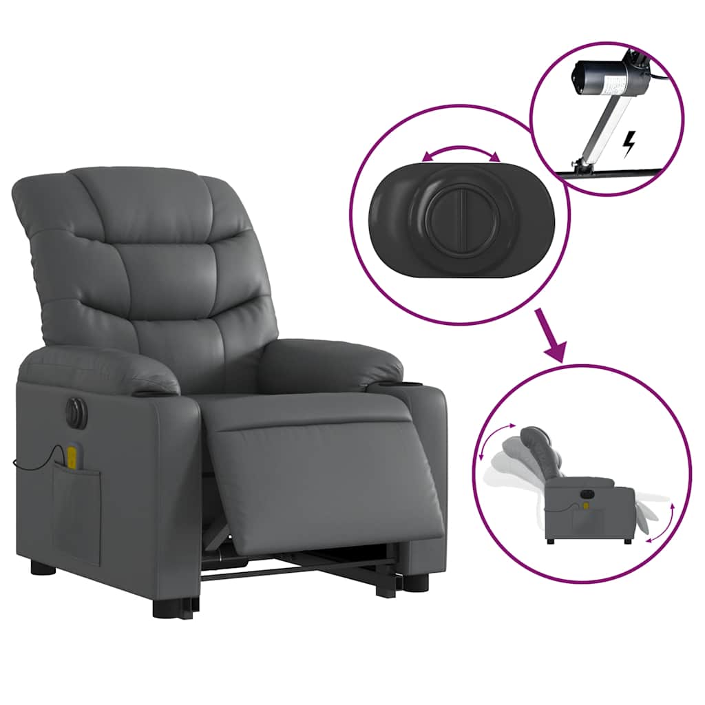 Fauteuil inclinable de massage électrique gris similicuir - XIOS