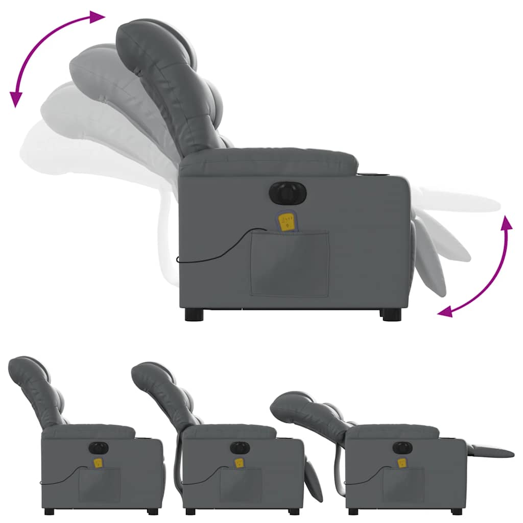 Fauteuil inclinable de massage électrique gris similicuir - XIOS