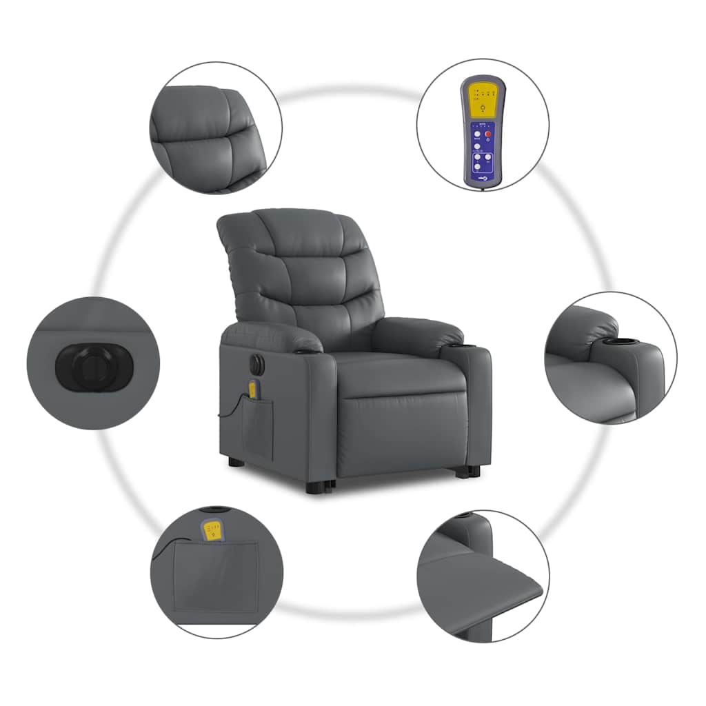 Fauteuil inclinable de massage électrique gris similicuir - XIOS