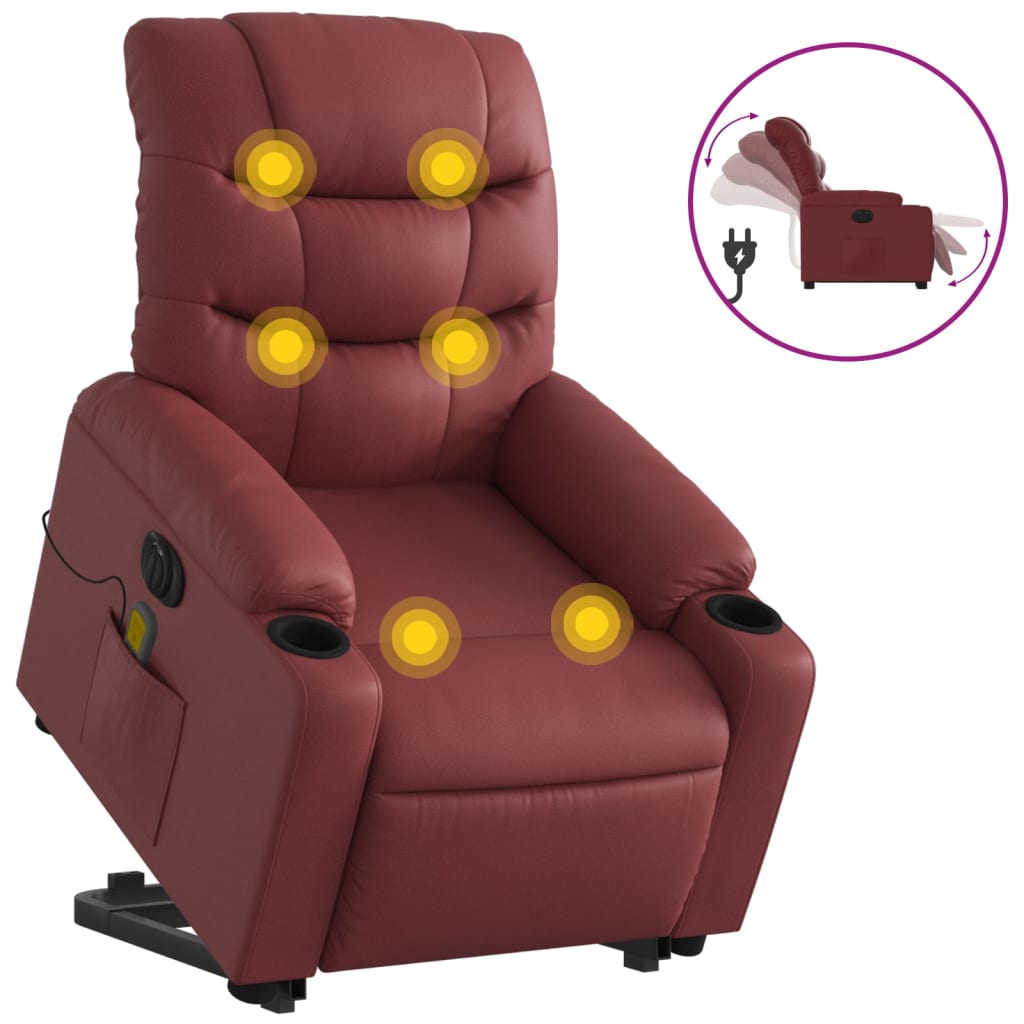 Fauteuil inclinable de massage électrique rouge bordeaux - XIOS