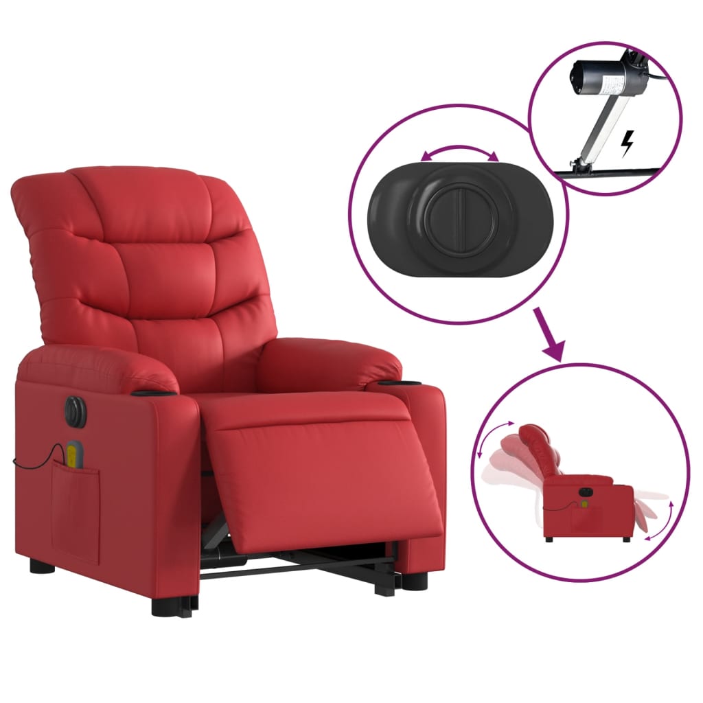 Fauteuil inclinable de massage électrique rouge similicuir - XIOS