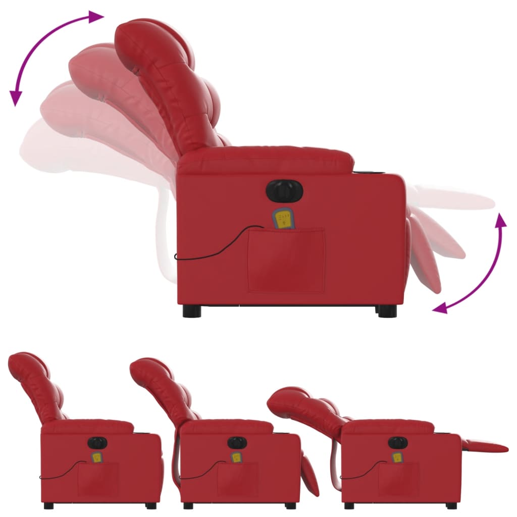 Fauteuil inclinable de massage électrique rouge similicuir - XIOS