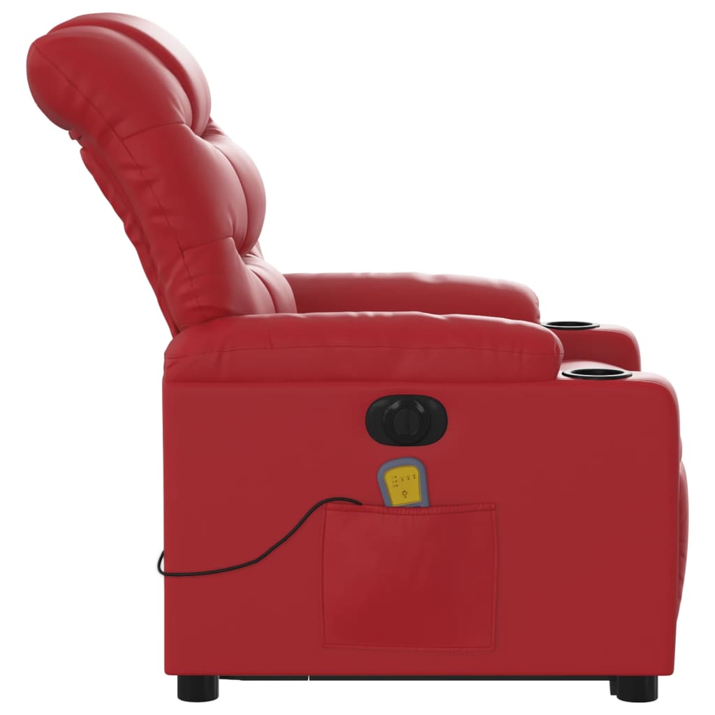 Fauteuil inclinable de massage électrique rouge similicuir