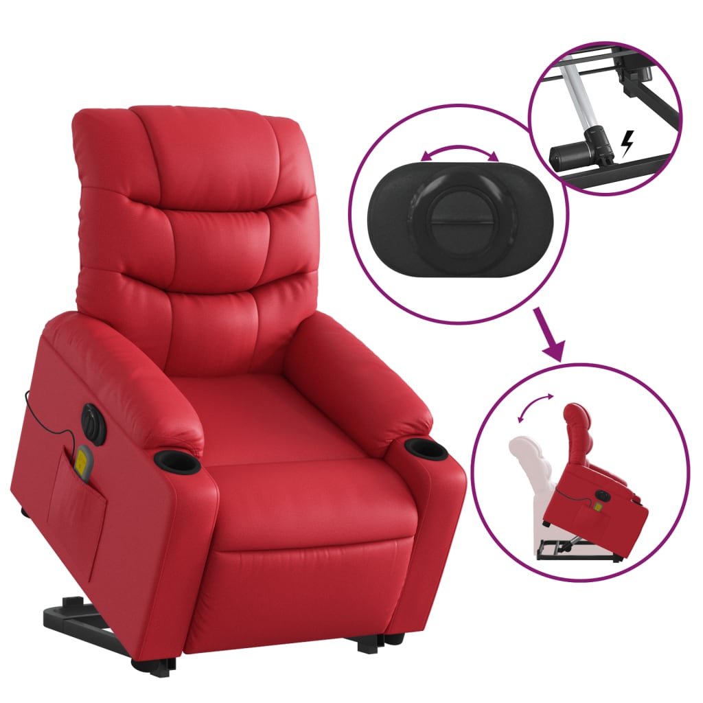 Fauteuil inclinable de massage électrique rouge similicuir - XIOS