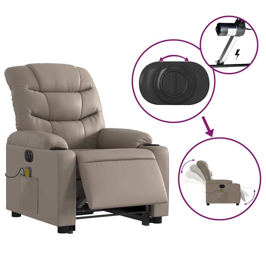 Fauteuil inclinable de massage électrique cappuccino similicuir