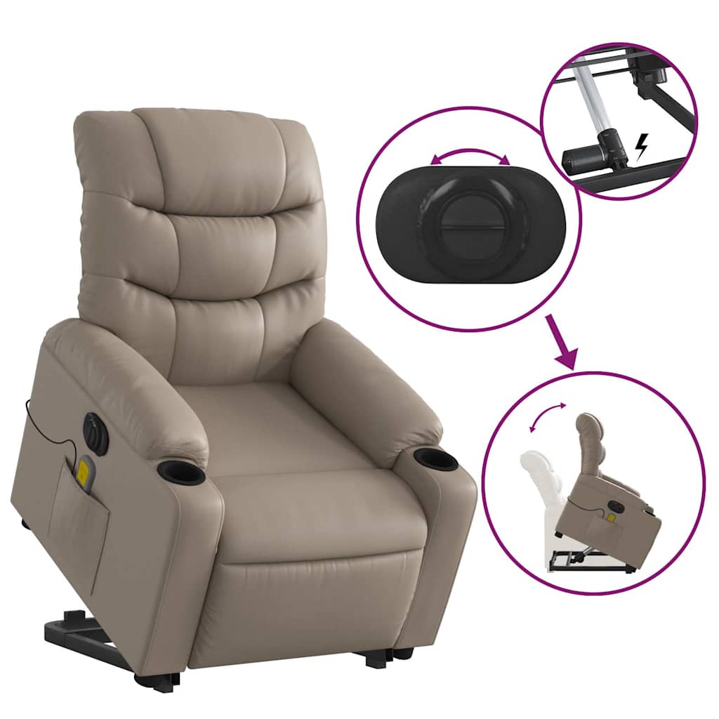 Fauteuil inclinable de massage électrique cappuccino similicuir