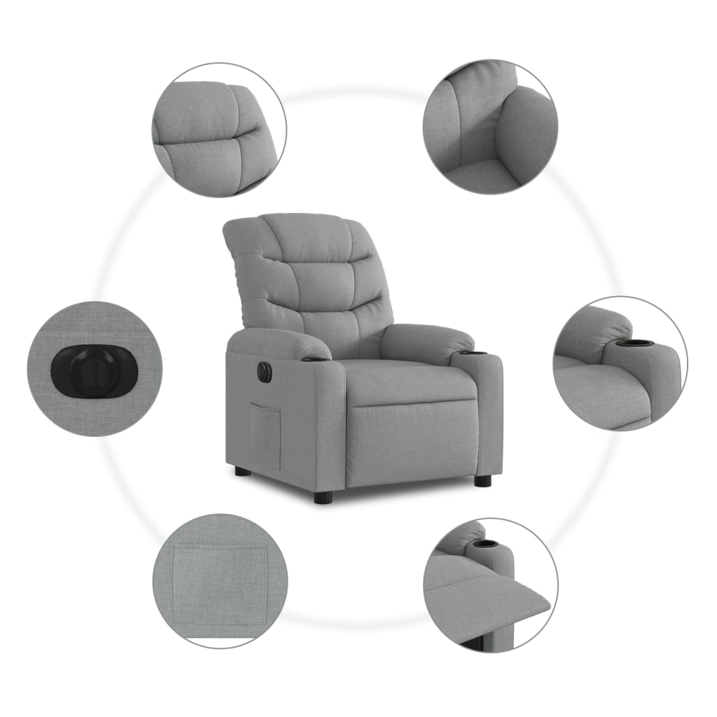 Fauteuil inclinable électrique Gris clair Tissu - XIOS