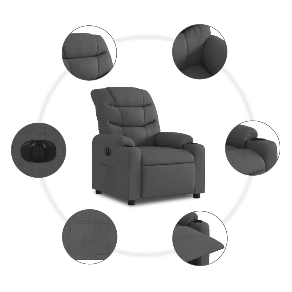 Fauteuil inclinable électrique Gris foncé Tissu - XIOS
