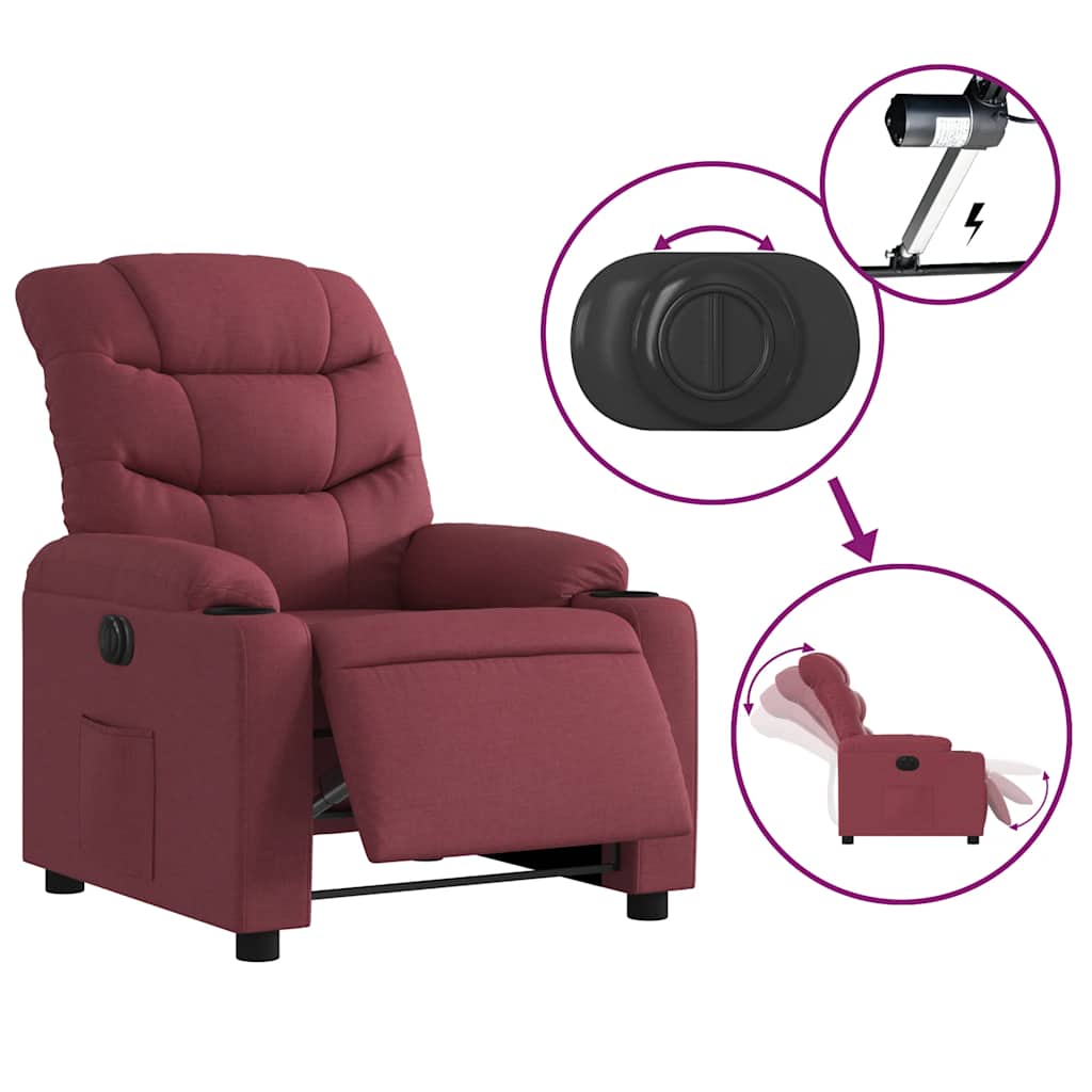Fauteuil inclinable électrique Rouge bordeaux Tissu - XIOS