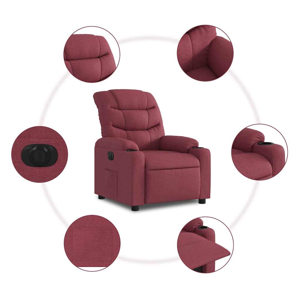 Fauteuil inclinable électrique Rouge bordeaux Tissu - XIOS