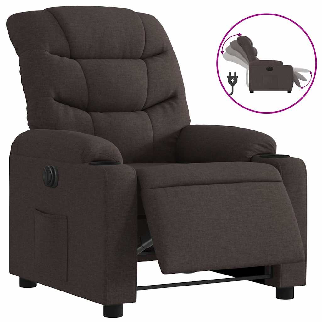 Fauteuil inclinable électrique Marron foncé Tissu