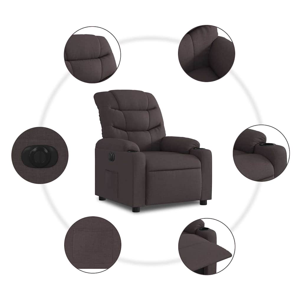 Fauteuil inclinable électrique Marron foncé Tissu - XIOS