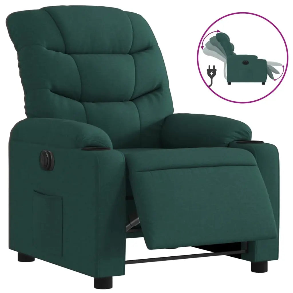 Fauteuil inclinable électrique Vert foncé Tissu - XIOS