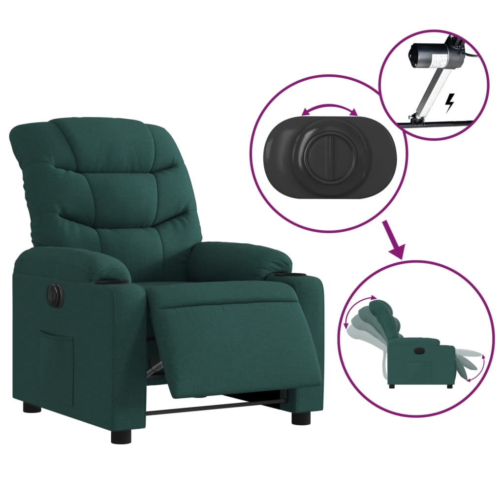 Fauteuil inclinable électrique Vert foncé Tissu - XIOS