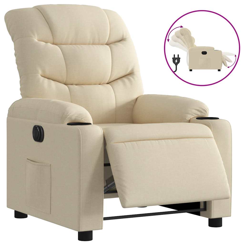 Fauteuil inclinable électrique Crème Tissu - XIOS