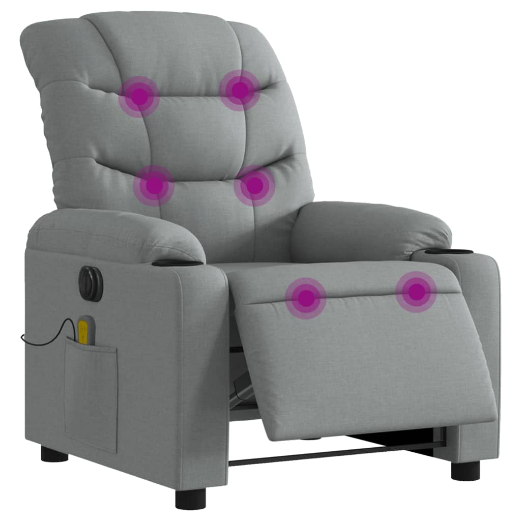Fauteuil de massage inclinable électrique gris clair tissu - XIOS